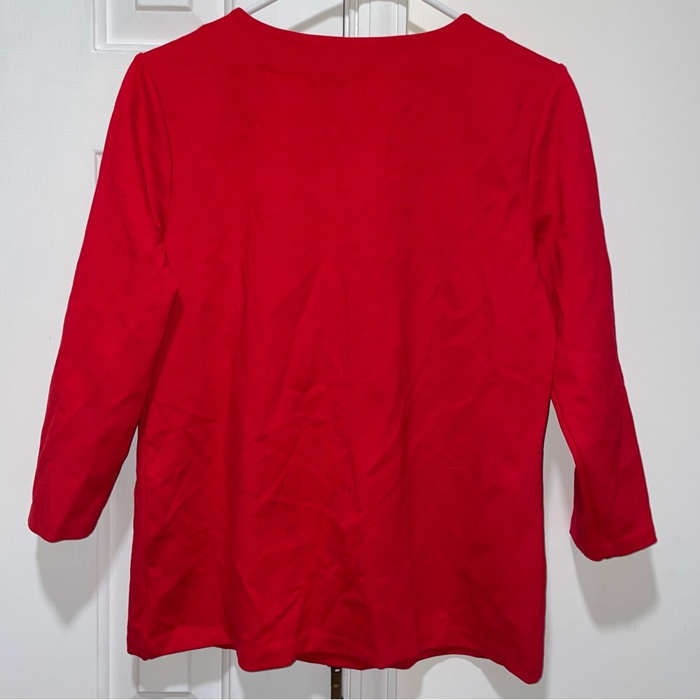 Talbots Red Ponte Knit Split Neck Top with Bow
Detail 3/4 Sleeved Blouse top S - Picture 10 of 14